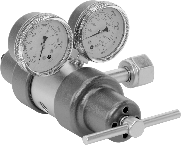 Tank Üzerine Monte Edilen Basınç Düzenleme Valfi, İki Aşamalı, CGA 320 Ngo Dişi x 1/4 NPT Dişi — Karbondioksit, 0 psi ila 250 psi, 320