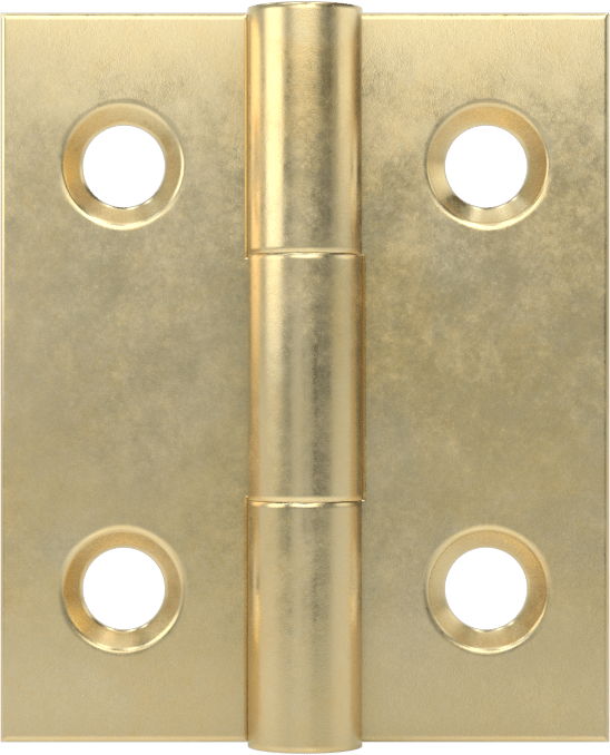 Delikli Yüzeye Montaj Menteşesi, Pirinç, Çıkarılamayan Pim, 3/4" x 5/16" Kapı Kanadı
