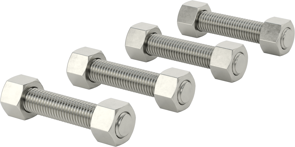 18-8 Paslanmaz Çelik Gijon ve Altıköşe Somun Kiti, Sınıf 600 Boyut 1-1/2 Boru Flanşı için — ASTM Grade B8SH, 18-8 Stainless Steel, Stainl…