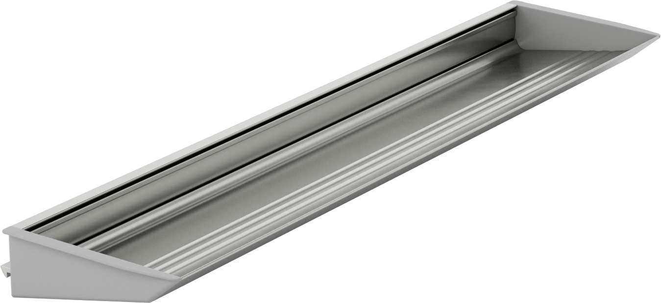T-Yivli Çerçeve, Bölücüler için Tepsi, 1.5" ve 40 mm Yüksekliğinde Tek Ray için — Eloksallı Alüminyum, Takılabilir, Gümüş