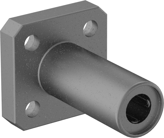Flanş Montajlı Bilyalı Lineer Rulman, Kare Flanşlı Muhafazalı, 1/4" Mil Çapı, 1-3/8" x 1" x 1"