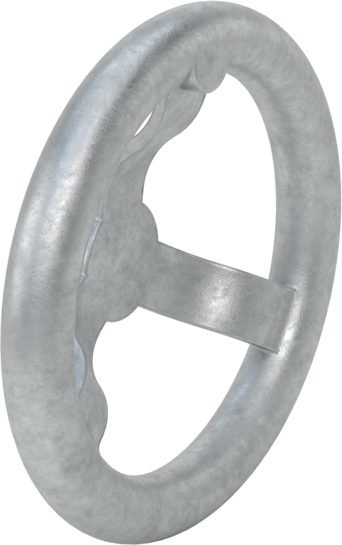 Çinko Dişsiz Delikli Çarklı El Çarkı, Üç kollu tekerlek, 1/2" Delik Çapı