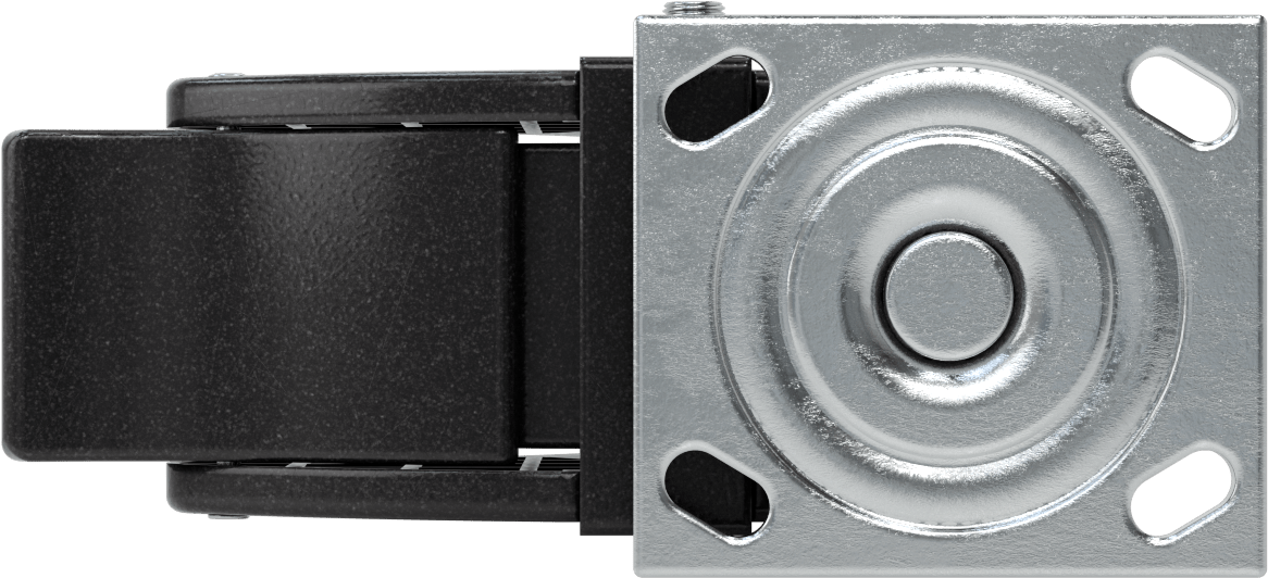 4-1/2" x 4" Montaj Plakalı Samson Tekerlek, Total Lock özellikli ve 6 inç çapında siyah lastik tekerlekli döner ayak, Açık Rulman