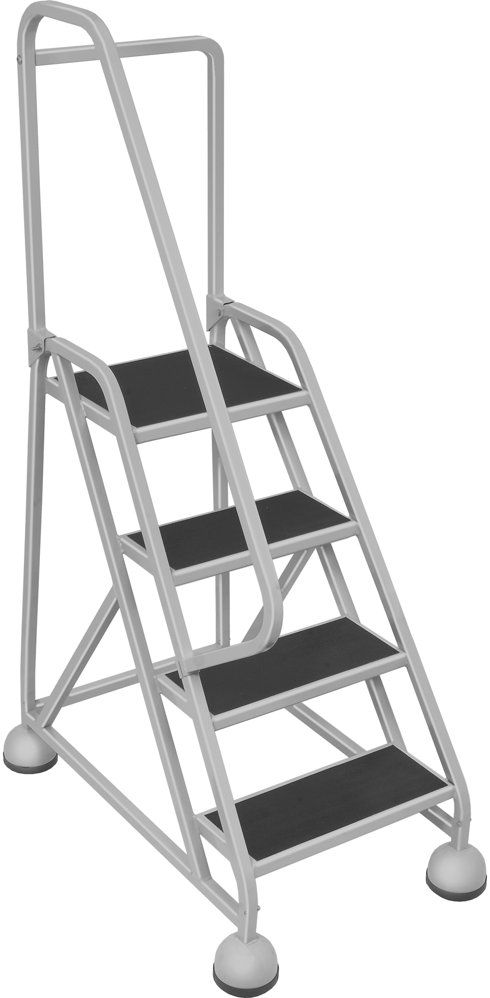 Yüksek Kararlıklı Yuvarlanan Platform Merdiveni, Sol Taraflı Tutamaklı, 5'6" Yükseklik x 25" Genişlik x 34" Derinlik Toplam — 3 ft., 4, S…