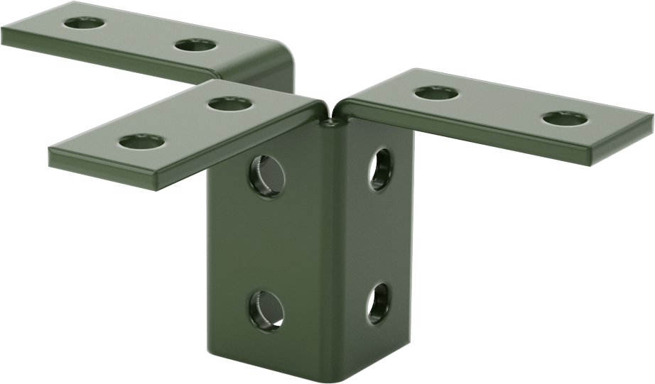 Strut Kanalı Braketi, Üçlü 90 Derece, Toz Boyalı Çelik, 9-5/32" Uzunluk — Sarmalayan, 90° Açı, Braket