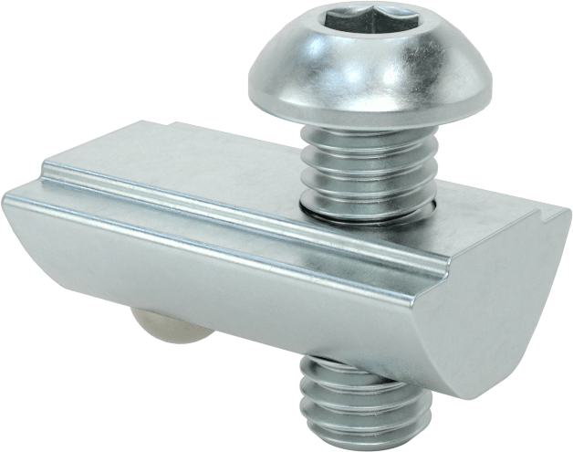 T-Yivli Çerçeve, Bilyalı Somun ve M6 Düğme Başlı, 1.5 inç ve 40 mm Ray, Çelik — Drop In, Vida ve Somun Seti, Ofset
