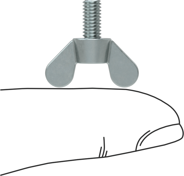 Demir Kanat Başlı Tırtıllı El Vidası, M4 x 0.7 mm Diş Boyutu, 8 mm Uzunluk