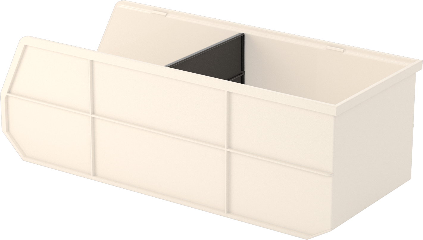 İstiflenebilir Plastik Kutu, 8-1/4" Genişlik x 20-1/2" Derinlik x 7" Yükseklik, Bej