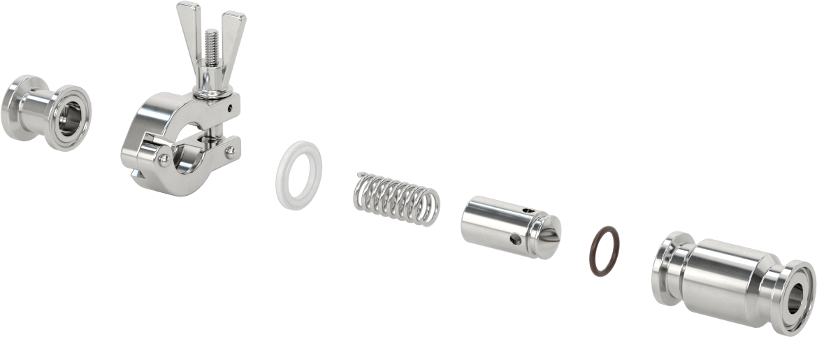Hızlı Kelepçeli Bağlantı Parçalı Çekvalf, Yiyecek ve İçecek için, PTFE Conta, 1/2" Boru Dış Çapı için