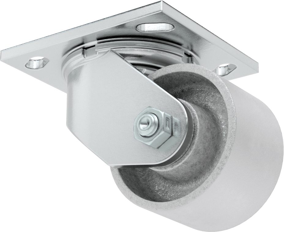 4-1/2" x 4" Plakalı Yüksek Kapasiteli Spartan Tekerlek, 3-1/4" Çapında Açık Rulmanlı Metal Tekerlekli Döner