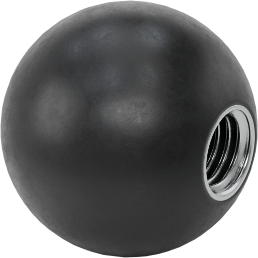 Rahat Tutuşlu Kauçuk Top Düğme, 5/8"-11 Dişli Delikli, 1-7/8" Baş Çapı — 5⁄8"-11, Bilye, 1 7⁄8"