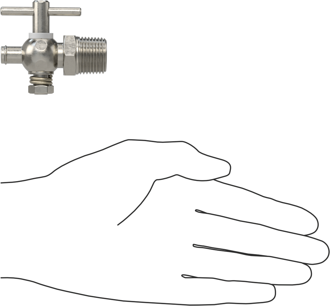 316 Paslanmaz Çelik Gövdeli Açma/Kapama Vanası, 1/2 NPT Erkek x 3/8" İç Çaplı Boru için Tırnaklı Bağlantı Parçası