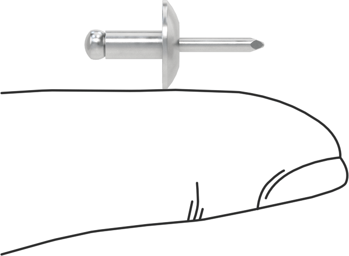 Alüminyum Mandrelli Alüminyum Pop Perçinler, Büyük Çaplı Kubbe Başlı, 1/8" Çap, 0.063"-0.125" Kalınlık için