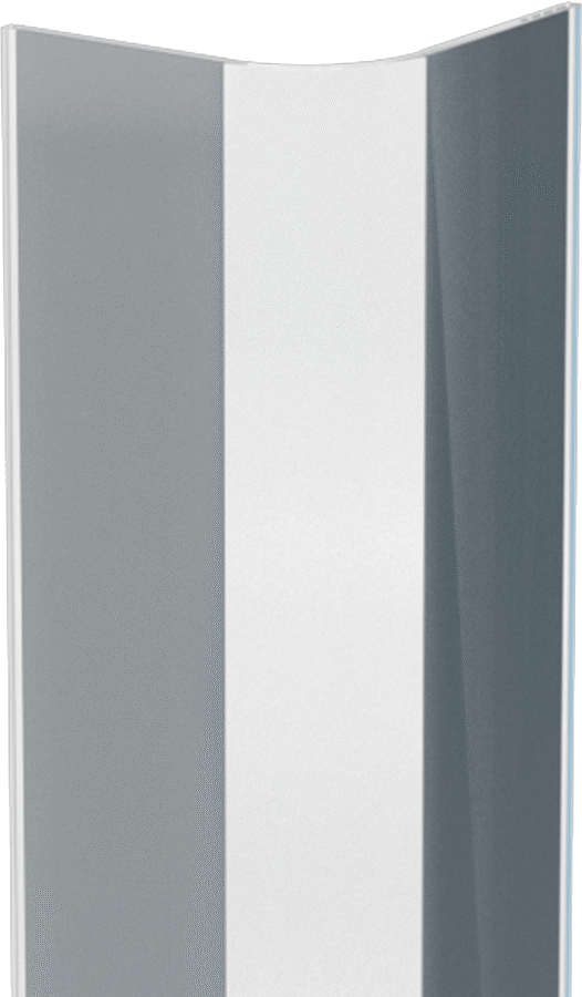 Polikarbonat Plastik Köşe Koruyucu, Yapıştırıcı, Bullnose, 2-1/2" Genişlik, 3/32" Kalınlık, Şeffaf — Yapışkan Arka Yüz, 90°, Düz
