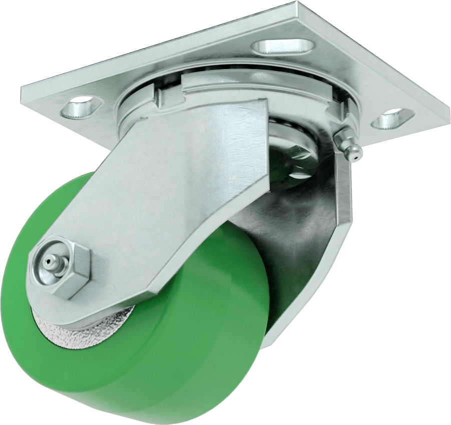 4-1/2" x 4" Montaj Plakalı Samson Tekerlek, 3-1/4" Çaplı 95A Durometre Poliüretan Tekerlekli Döner Ayak — Levha, 3 1⁄4", Döner