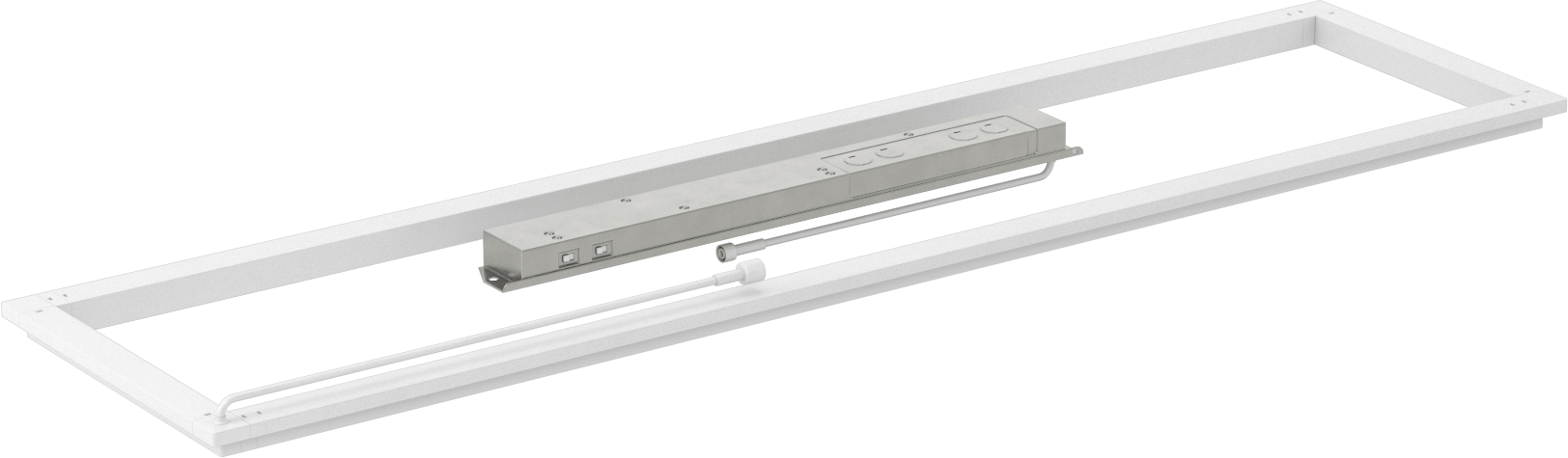 Yerleşik LED'li Gömme Tavan Işığı, Pürüzsüz Polikarbonat Lens, 48" Uzunluk x 24" Genişlik x 1" Yükseklik