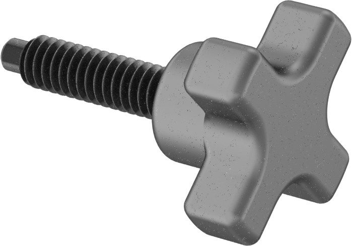 Dört Kollu Uzatılmış Uçlu Tırtıllı El Vidası, 1/4"-20 Diş Boyutu, 1" Uzunluk