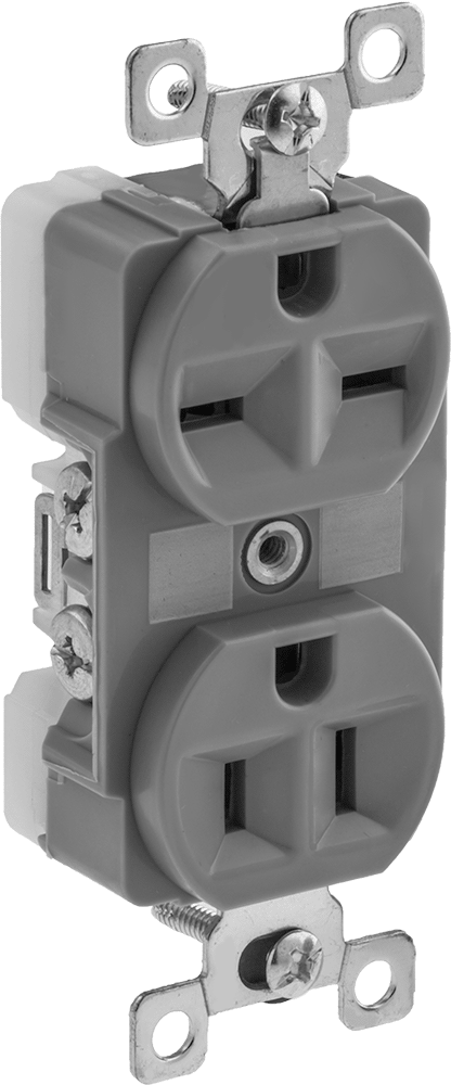 Düz Bıçaklı Konektör, Üç Yuvalı Çiftli Priz, NEMA 5-15 ve 6-15 — 125V AC, 250V AC, Dişi, 15 amp
