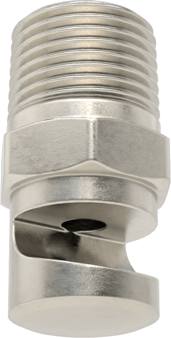 Ekstra Geniş Sapmalı Düz Püskürtme Memesi, Paslanmaz Çelik, 1/2 NPT Erkek, 20 PSI'da 7.1 gpm, 141 Derece Açı