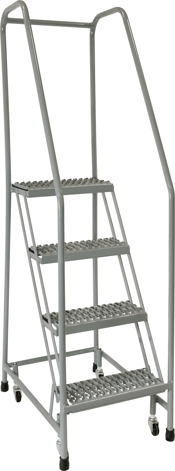 Çelik Yuvarlanan Platform Merdiveni, 4 adet tırtıklı basamaklı, 5'10" Yükseklik x 20" Genişlik x 31" Derinlik Toplam — 40", 4, 16"
