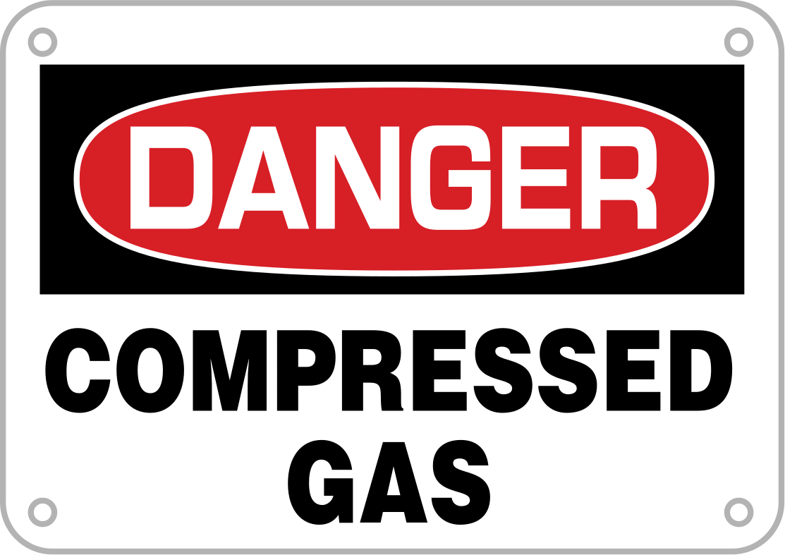 Montaj Delikli Alüminyum Tabela, Tehlike-Sıkıştırılmış Gaz Mesajı, 7 inç Yükseklik x 10 inç Genişlik