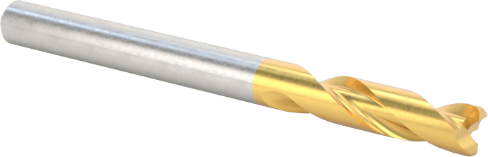 TiN Kaplamalı Karbür Yuvarlak Kenarlı Kare Uçlu Freze, 2 Yiv, 1/8" Freze Çapı, 0.015 inç Köşe Kesim Yarıçapı