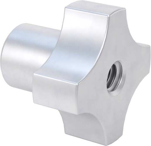 Alüminyum dört kollu topuz, 1/4"-20 Dişli Delik — 1⁄4"-20, Dişli Delik, Alüminyum