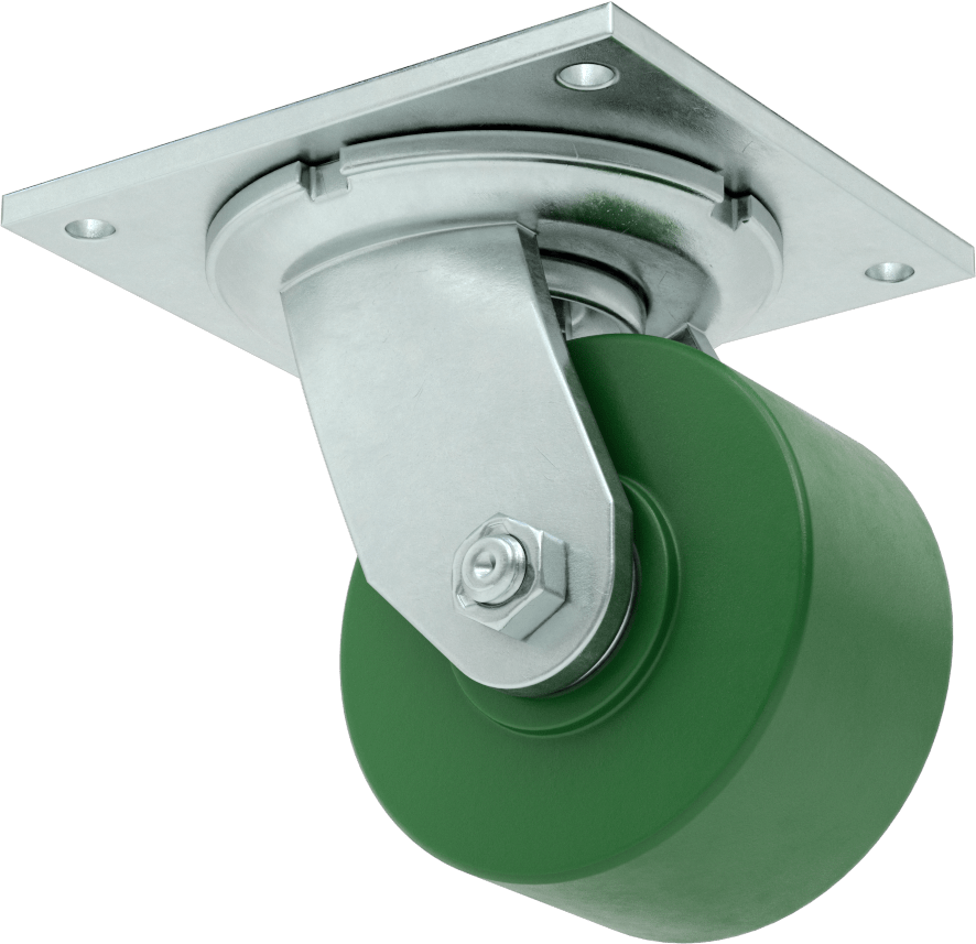 5-1/2" x 5" Plakalı Yüksek Kapasiteli Spartan Tekerlek, Açık Rulmanlı Döner, 4" Çap 75D Durometre Poliüretan Tekerlek