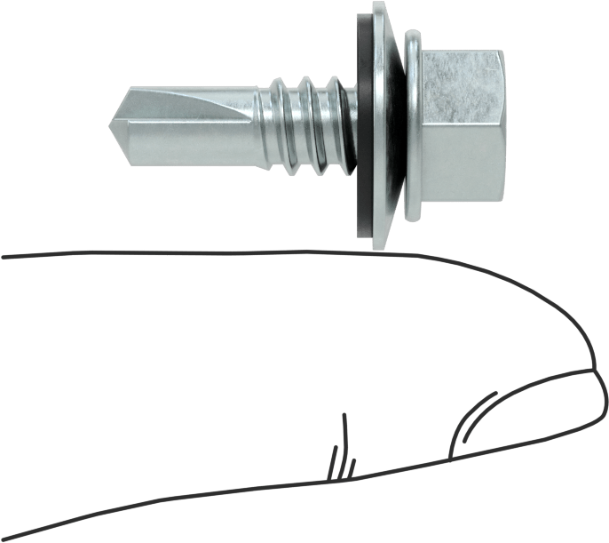 Metal için Pullu Delme Vidaları, Çinko Kaplı Çelik, 1/4" Boyut, 3/4" Uzunluk