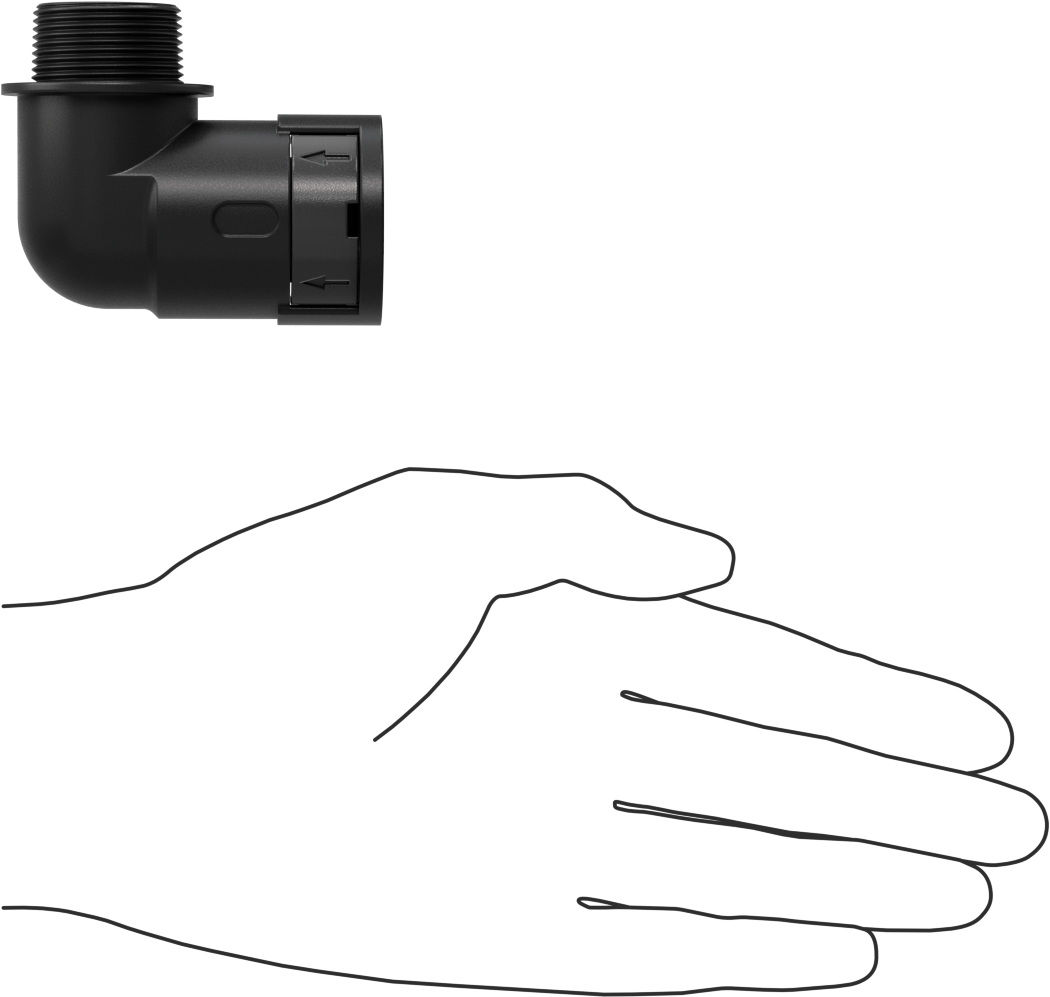 Sürekli Esnek Plastik Kanal Bağlantı Parçası, 90 Derece, 1.12" Dış Çaplı Geçmeli Dişi x 3/4 NPT Erkek için