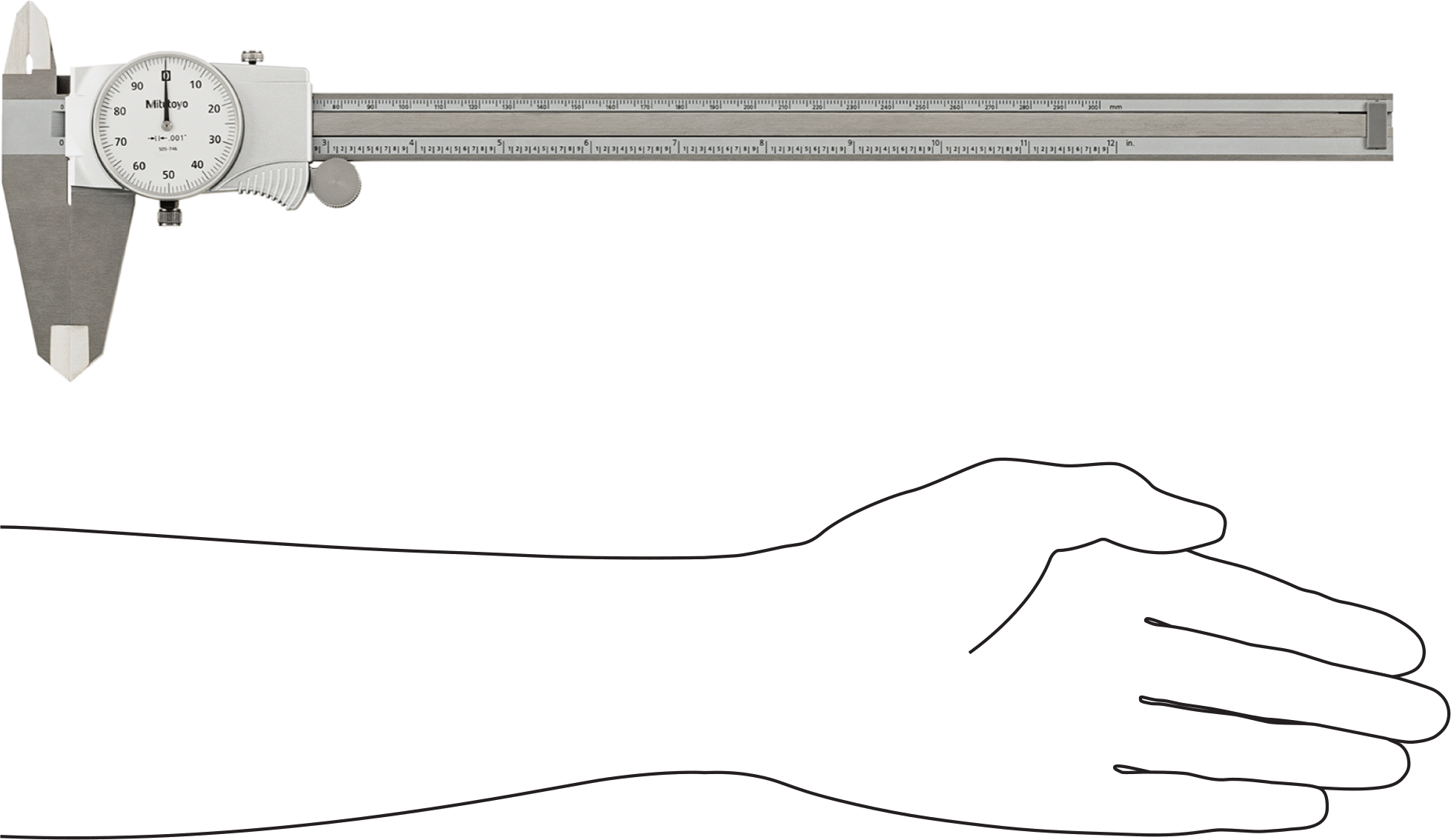 Mitutoyo Kadranlı Kumpas, NIST Sertifikalı, Model 505-749, 0" ila 12" Ölçüm Aralığı