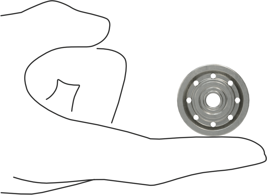 Yatay Çekme için Halat Kasnağı, Rulmanlı, Paslanmaz Çelik, 1/4" Çap için, 1-1/4" Dış Çap