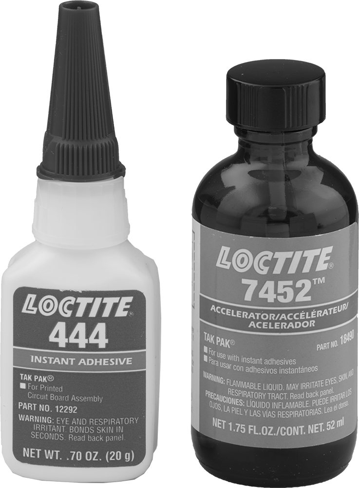 Elektronik Cihazlar için Yalıtım Yapıştırıcısı, Siyanoakrilat, Loctite® 444 ve Hızlandırıcı, 0.7 FL. oz — Şişe, Electronics, Instant Bond…