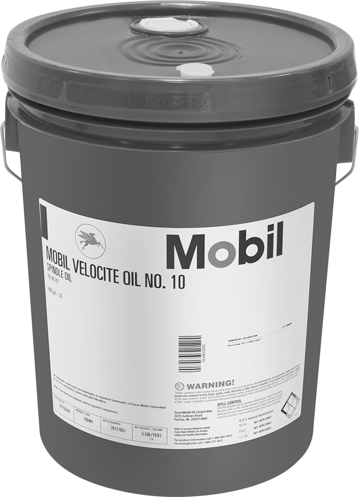 Mobil Velocite Number 10 Rulman Yağı, 5 Galon Kova — 22, 5 gal., Kova