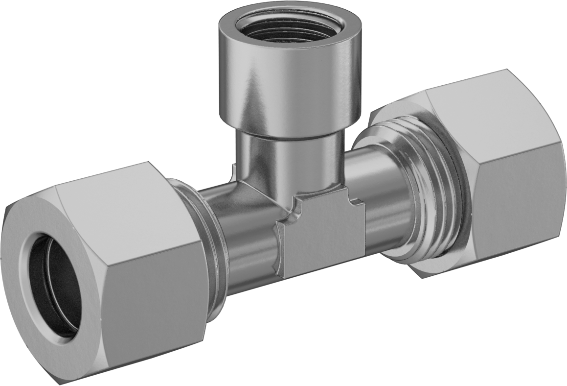 Hava ve Su için Pirinç Sıkıştırma Tüp Bağlantısı, 12 mm Dış Çaplı Boru x 1/4 BSPP Dişi için Hat Üstü T