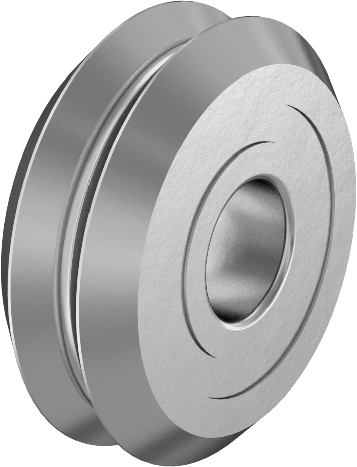 Hijyenik Şaft Montajlı V-Oluklu Ray Makarası, Tek Sızdırmaz ve Korumalı, 1-3/16" Çap x 7/16" Genişlik