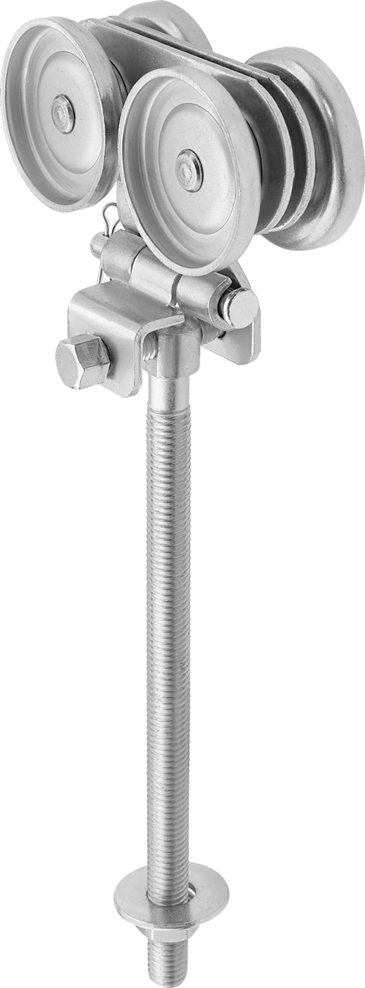 Cıvatalı Yatay Ayarlanabilir Askı, 11-5/8" Yükseklik, 1.75" İç Genişlikli Makaralı Ray için — Metal, Steel, Wood, 400 lb., Askı