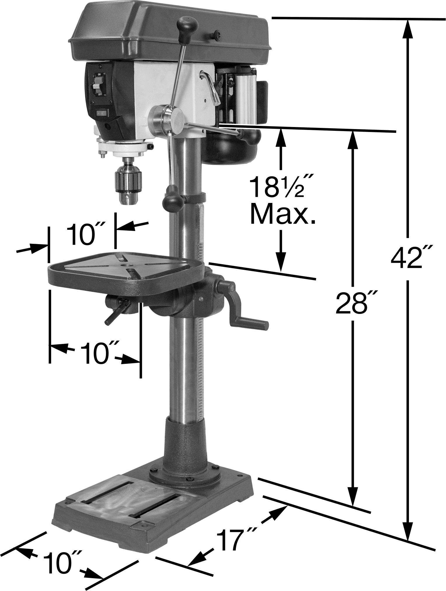 Ekonomik Tezgah Üstü Matkap Presi, 120V AC, 13-1/4" Maksimum İş Parçası Çapı