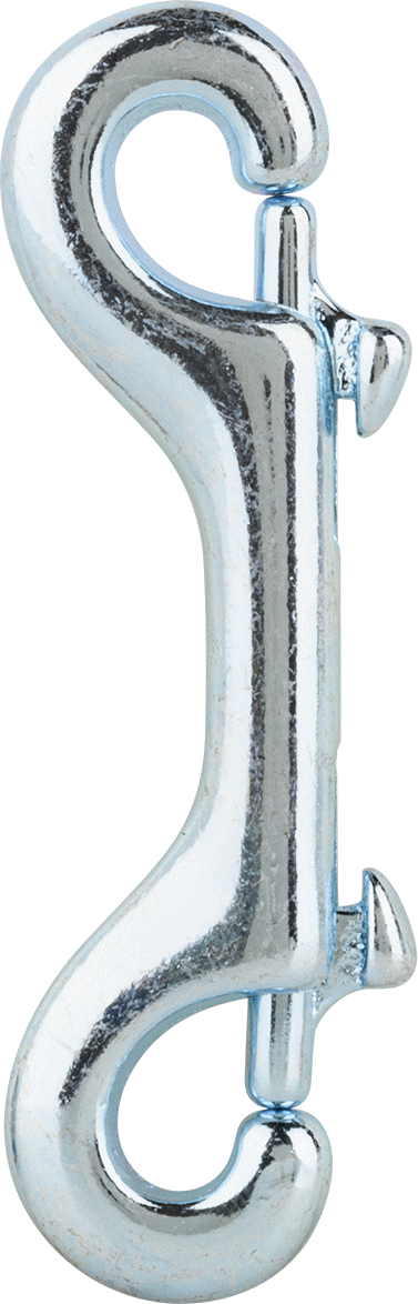 Çift Kayar Cıvata Mandallı Karabina, Çinko Kaplı Demir, 9/32" Açıklık Genişliği, 3-3/8" Kullanılabilir Uzunluk