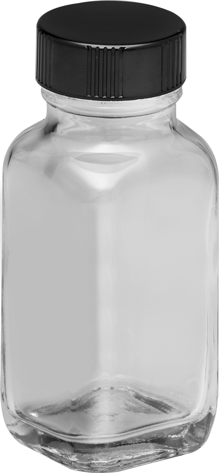 Kare Cam Kavanoz, PTFE Plastik Contalı, 2 FL oz/60 ml Kapasite