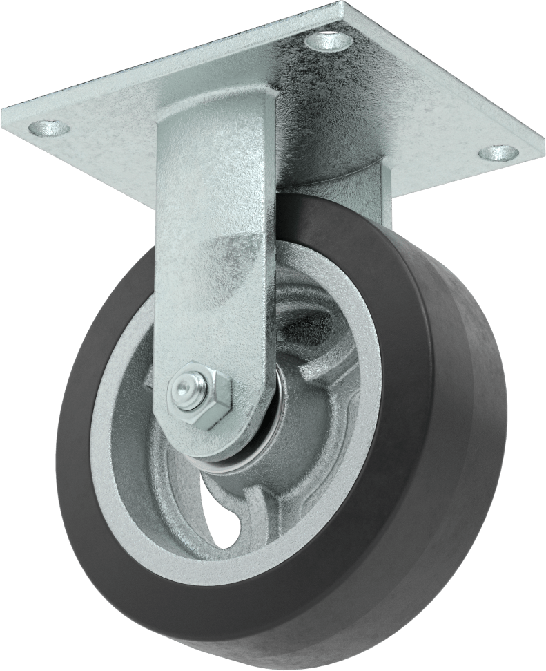 5-1/2" x 5" Montaj Plakalı Tekerlek, Samson, 6" Çaplı Siyah Kauçuk Tekerlekli Sert — 6", Levha, Sert