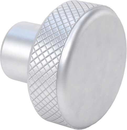 Alüminyum Tırtıllı Tutma Düğmesi, 1/4" Dişsiz Delik Çapılı — 1⁄4", Dişsiz Delik, Tırtıllı Başlık