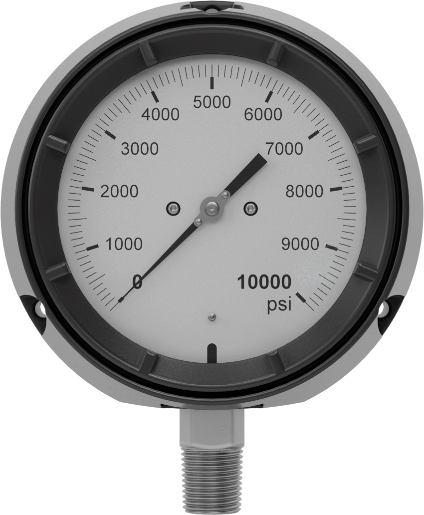 Basınç Test Göstergesi, 1/2 NPT Alt Bağlantı, Titreşime Dayanıklı, Sertifikalı, 0-10000 PSI