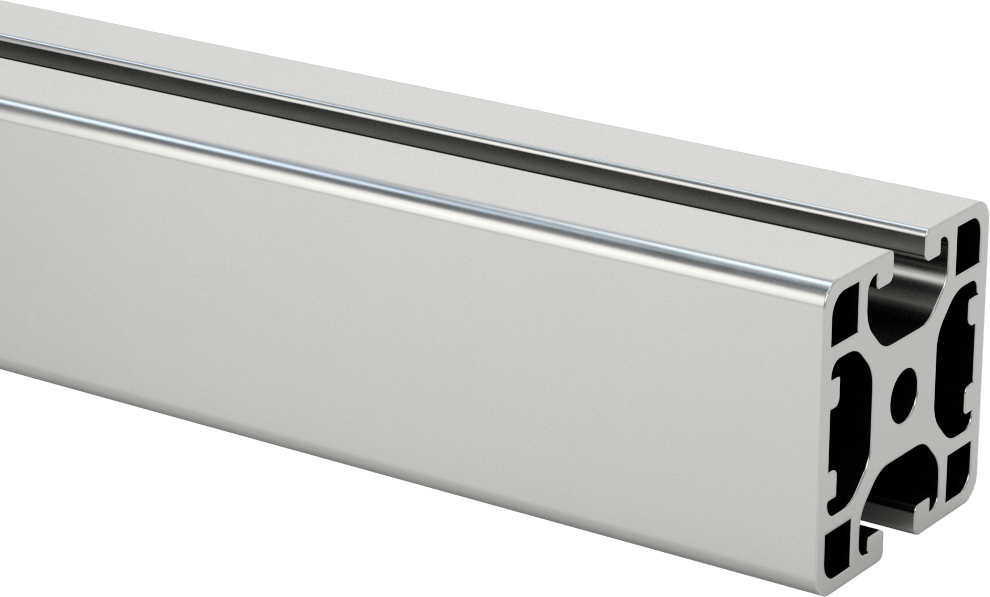T-Yivli Çerçeve Rayı, Tek Sıralı 2 Yuvalı, Pürüzsüz, Gümüş, 40 mm Kare, İçi Boş — 40mm, 40mm, İçi Boş