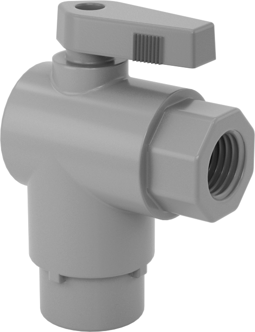 Kimyasallar için Açma/Kapama Vanası, PVC, 90 Derece Adaptör, 1/4" Bağlantı x 1/4 NPT Dişi