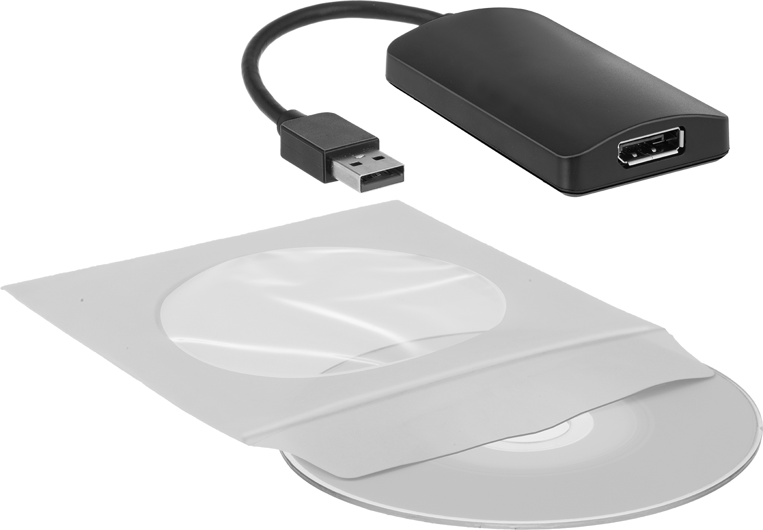 USB Adaptör Kablosu, A Fişi x Displayport Soketi, 4-1/2" Uzunluk — Adaptör, 4 1⁄2", Korumasız