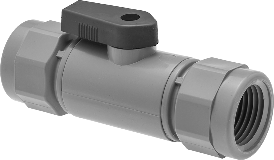 Gri PVC Açma/Kapama Vanası, Kompakt, 1/2 NPT Dişi x 1/2 NPT Dişi, 8.1 Cv