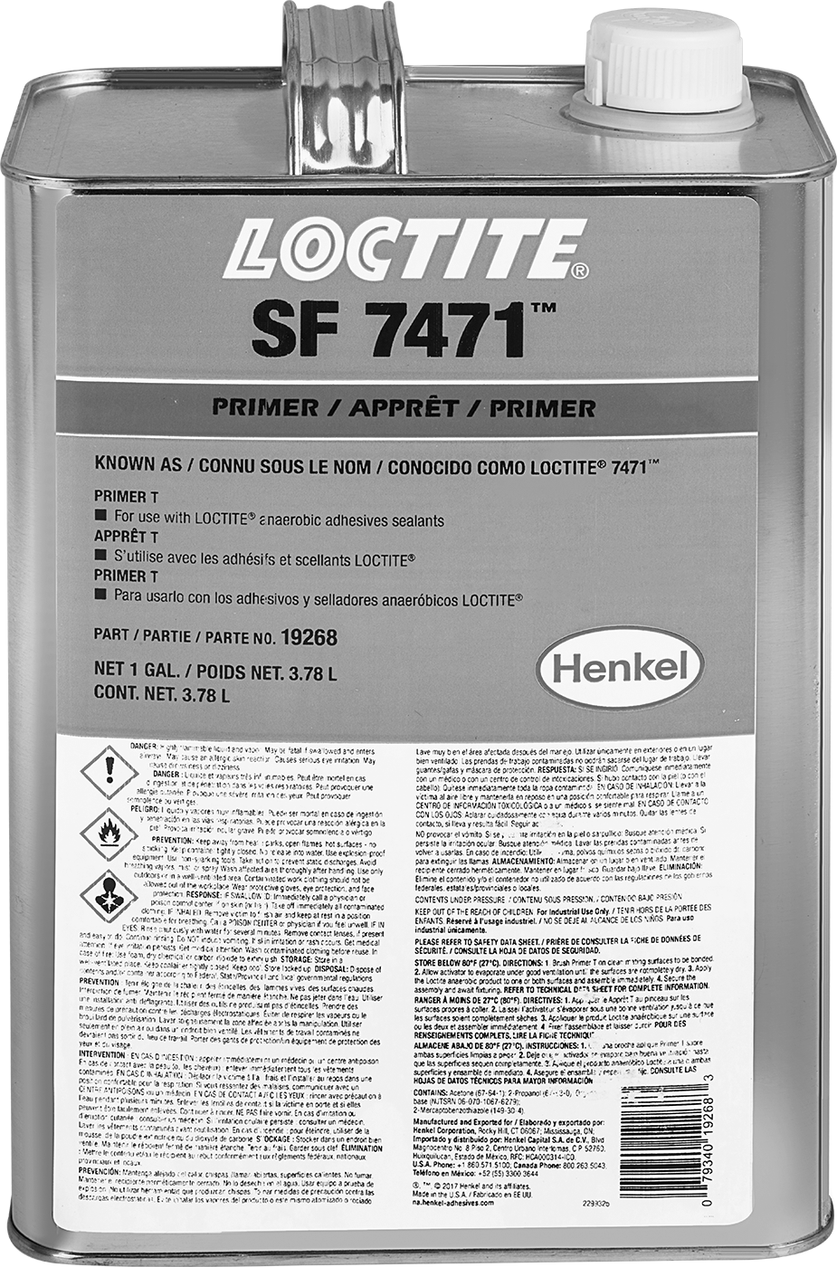 Yapıştırıcı Astar, Loctite® 7471, 1 Galonluk Teneke Kutu — Kutu, Astar, Sabitleme Bileşiği, Diş Kilidi, 7471