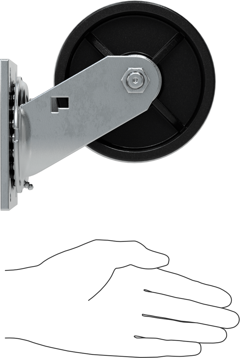 4-1/2" x 4" Montaj Plakalı Samson Tekerlek, 5" Çaplı Polipropilen Tekerlekli Döner Tekerlek, Açık Rulman