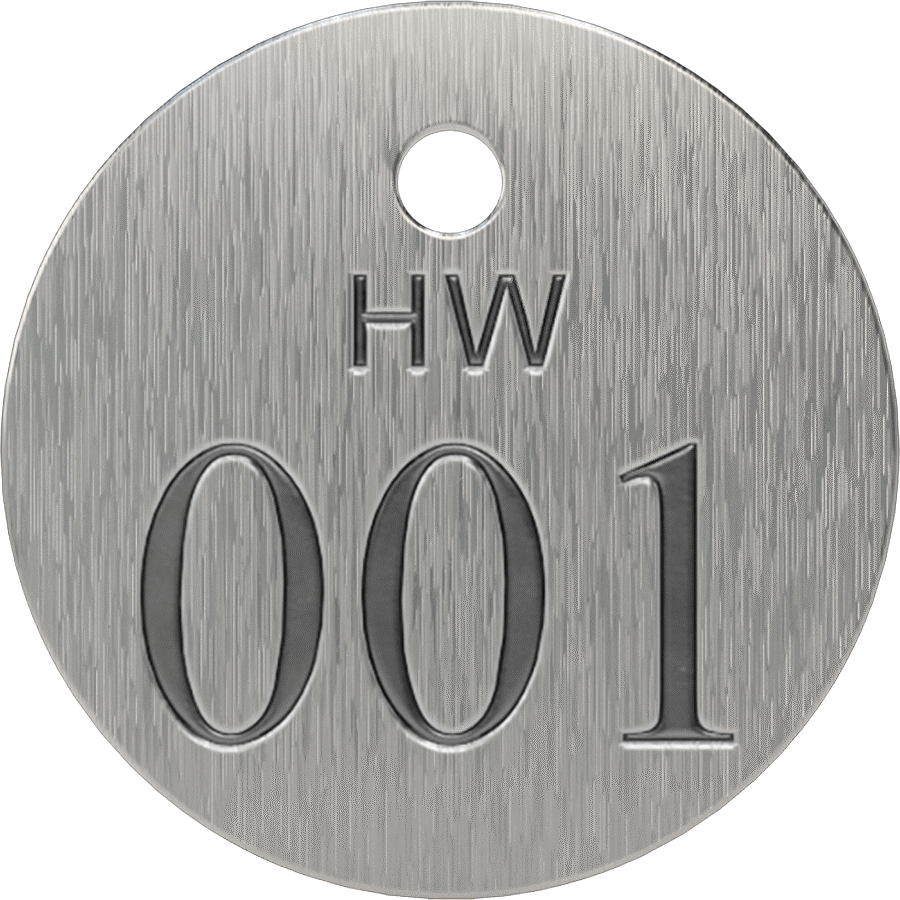Su Hatları için Sıralı Numaralı Metal Etiketler, Su Hatları için, HW Mesajı, 304 Paslanmaz Çelik, Numaralar 001-025
